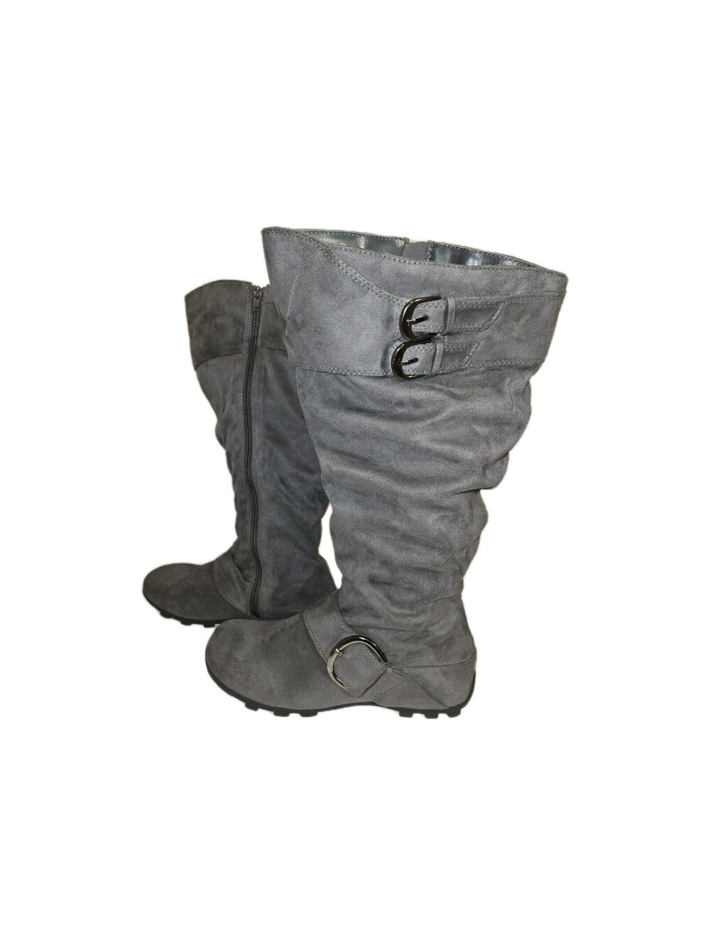 Maurices Faux Leather/suede Gray Walking/hiking Slouchy Boots Sz 11 Wider Calf